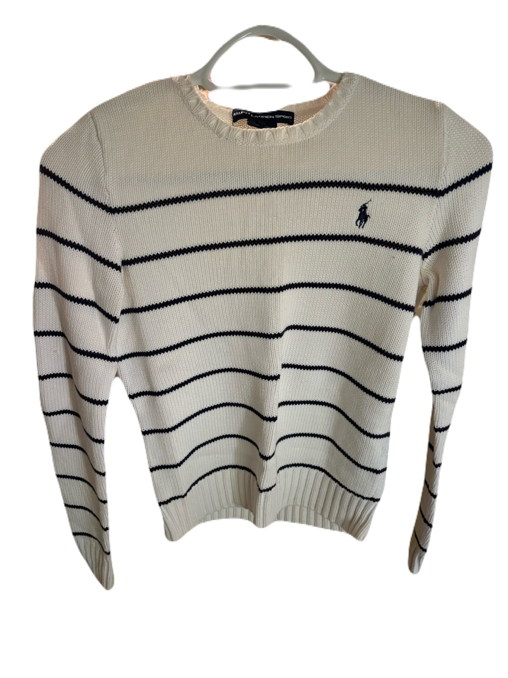 Polo by Ralph Lauren Cream Sweater with Navy Stripes